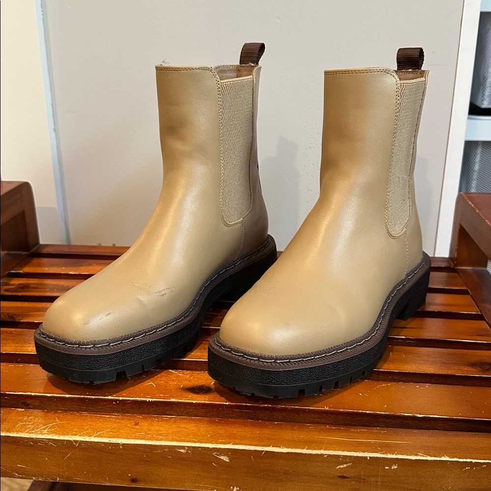 Square Toe Tan Ankle Boots